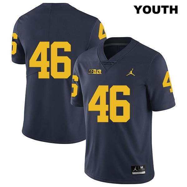 Youth NCAA Michigan Wolverines Matt Brown #46 No Name Navy Jordan Brand Authentic Stitched Legend Football College Jersey CD25U25NB